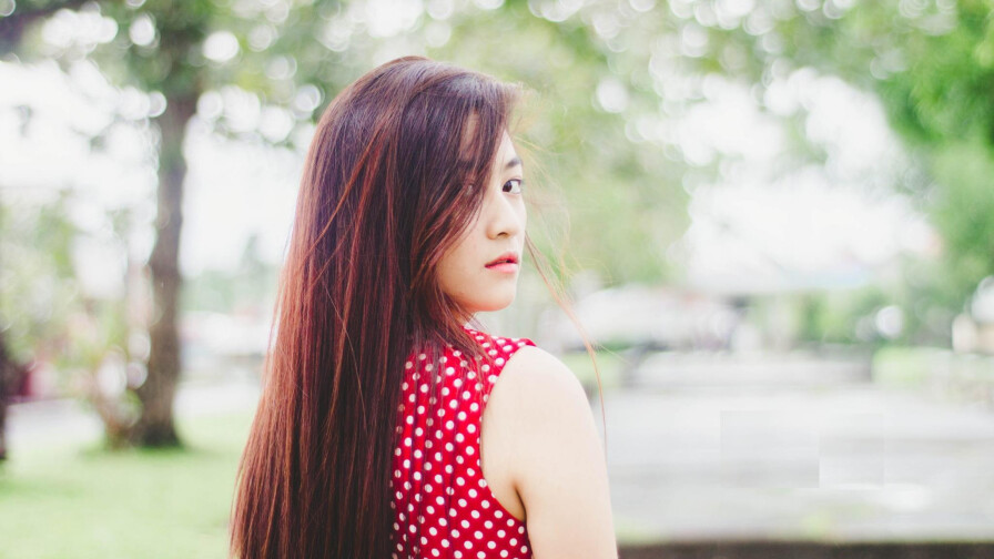 Asian Angela Jesalva Thai Long-haired Brunette Teen Model Girl Wallpaper #001