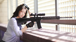 Asian Badass Weapon Slim Long-haired Brunette School Teen Girl Wallpaper #5224