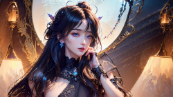 Asian Fantasy Busty Blue-eyed Long-haired Brunette Teen Girl Wallpaper #6357