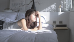 Asian Long-haired Brunette Teen Girl Laid On Bed Wallpaper #6224