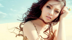 Asian Long-haired Feng Yu Zhi Chinese Brunette Model Girl Wallpaper #001
