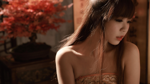 Asian Sà Lín Japanise Long-haired Brunette Model Teen Girl Wallpaper #001