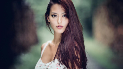 Asian Skinny Busty Brown Eyes Long-Haired Brunette Teen Girl Wallpaper #5525
