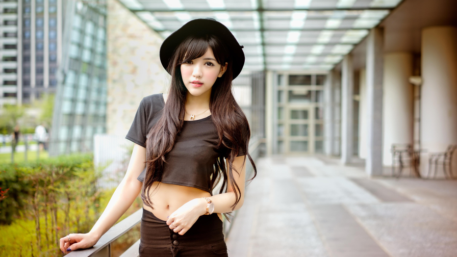 Asian Skinny Long-haired Brunette Teen Girl Wallpaper #4858