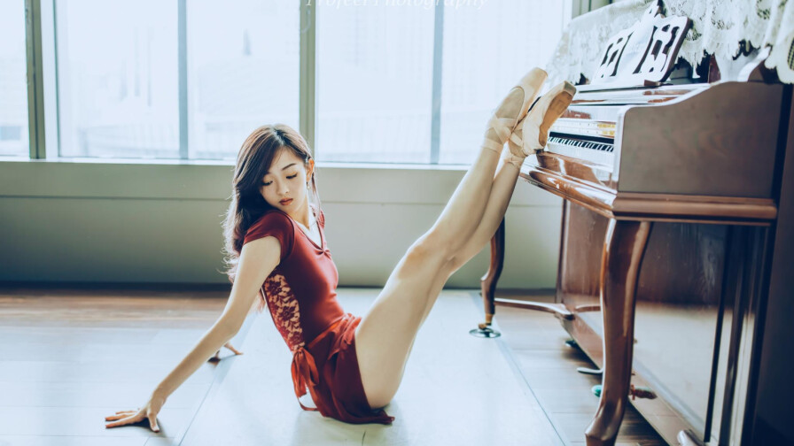 Asian Slim Ballerina Long-haired Brunette Teen Girl Wallpaper #5635