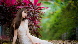 Asian Slim Long-haired Brunette Bride Teen Girl Wallpaper #3023