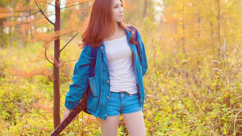 Asian Slim Long-haired Red Hair Teen Girl Wallpaper #3771