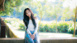 Asian Slim Smiling Long-haired Brunette Teen Girl Wallpaper #5241