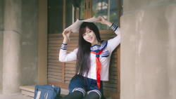 Asian Smiling Long-haired Brunette School Teen Girl Wallpaper #995