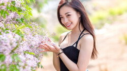 Asian Smiling Long-haired Brunette Teen Girl Wallpaper #1128