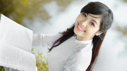 Asian Smiling Long-haired Brunette Teen Girl Wallpaper #4534