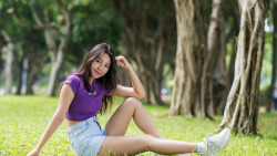 Asian Smiling Long-haired Brunette Teen Girl Wallpaper #964
