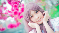 Asian Smiling Long-haired Purple Hair Teen Girl Wallpaper #5270