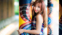 Asian Smiling Long-haired Red Hair Teen Girl Wallpaper #2970