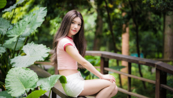 Asian Smiling Pierced Long-haired Brunette Teen Girl Wallpaper #1305