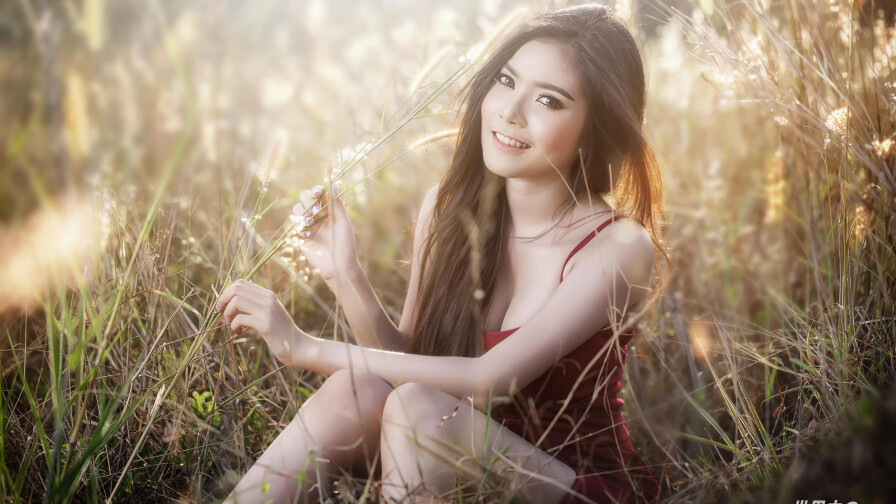Asian Smiling Skinny Brunette Teen Girl Wallpaper #3684