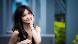 Asian Smiling Skinny Long-haired Brunette Teen Girl Wallpaper #2145