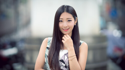 Asian Smiling Slim Brunette Teen Girl Wallpaper #3295