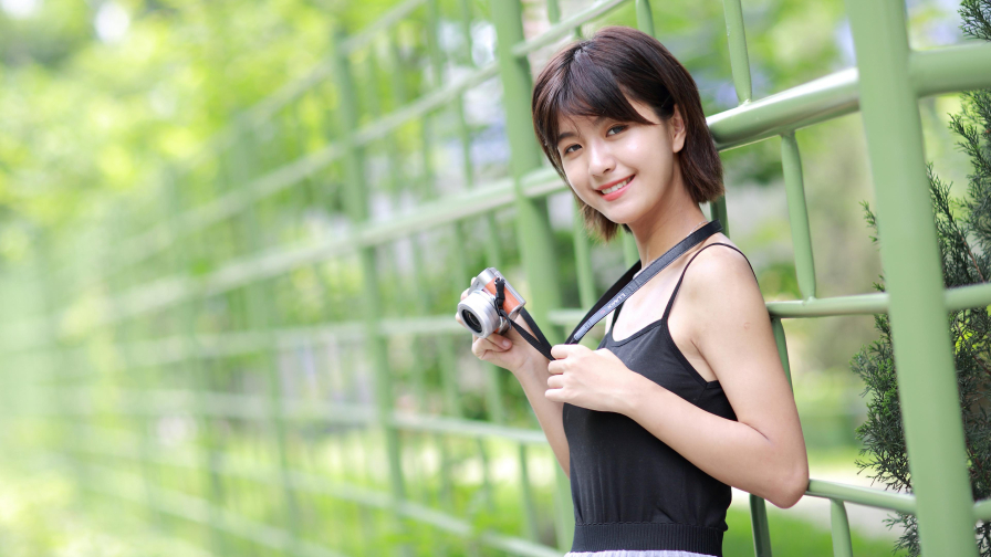 Asian Smiling Slim Brunette Teen Girl Wallpaper #5221