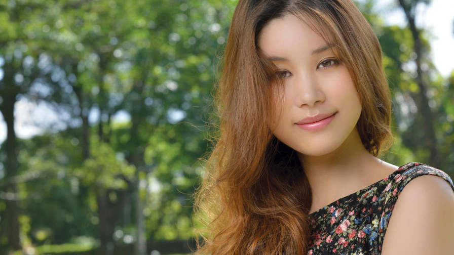 Asian Smiling Slim Hazel Eyes Long-haired Brunette Teen Girl Wallpaper ...