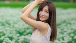 Asian Smiling Slim Long-haired Brunette Teen Girl Wallpaper #3529