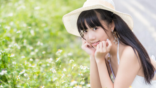 Asian Smiling Tiny Long-haired Brunette Teen Girl Wallpaper #3130