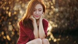 Asian Smiling Tiny Long-haired Red Hair Teen Girl Wallpaper #3788