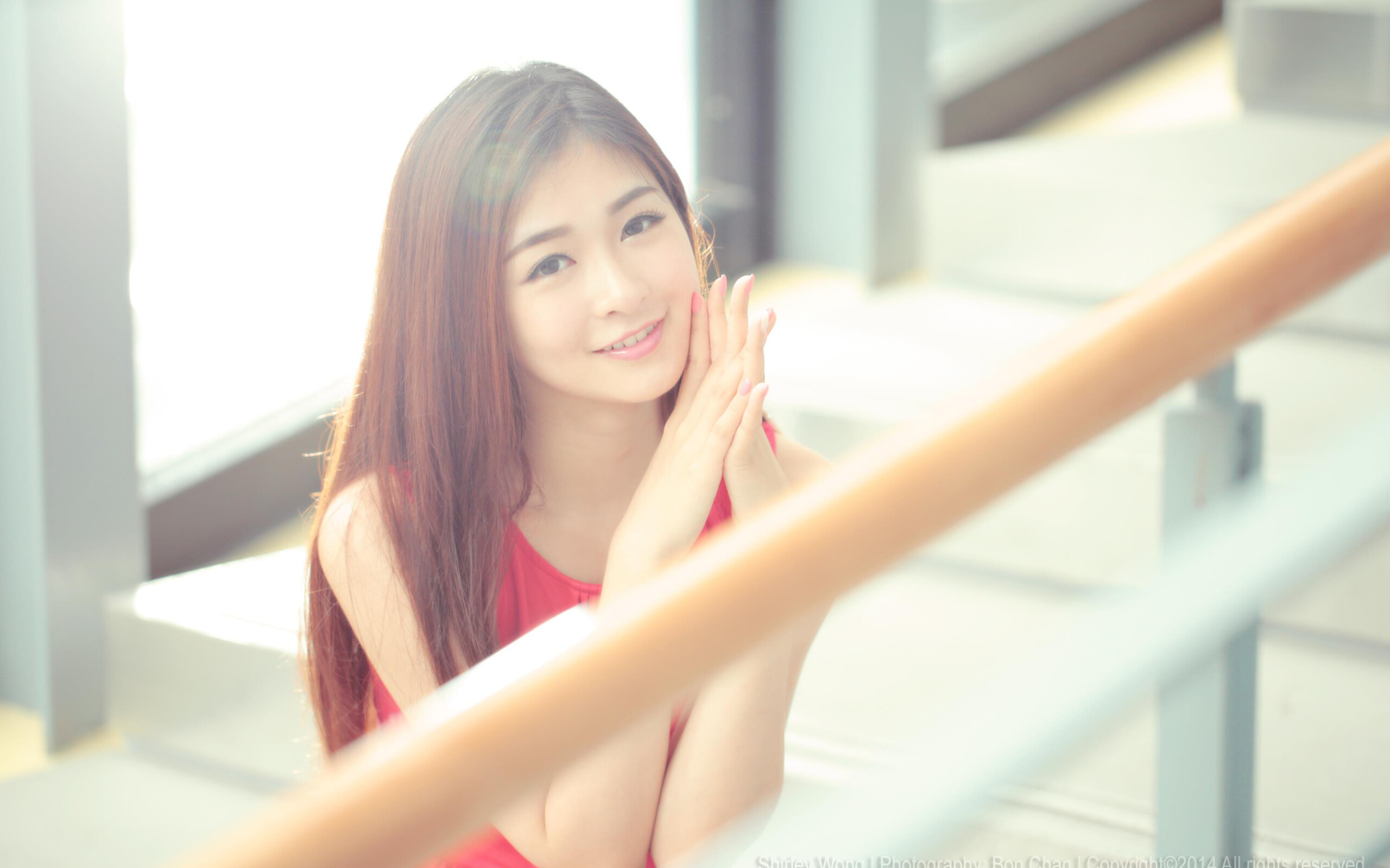 Asian Smiling Tiny Long-haired Red Hair Teen Girl Wallpaper #3868