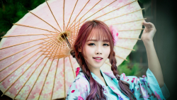 Asian Smiling Tiny Long-haired Red Hair Teen Girl Wallpaper #4753