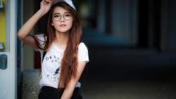 Asian Tiny Long-haired Brunette Teen Girl Wallpaper #2642