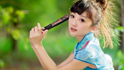Asian Tiny Long-haired Chinese Brunette Teen Girl Wallpaper #5292