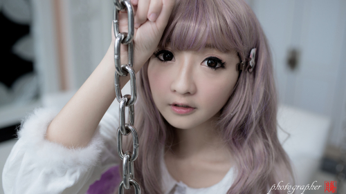 Asian Tiny Long-haired Dian Tsou Pink Hair Teen Girl Wallpaper #5563