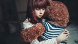 Asian Tiny Long-haired Red Hair Teen Girl Wallpaper #5380