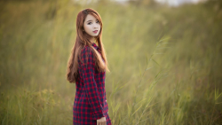 Asian Tiny Long-haired Red Hair Teen Girl Wallpaper #5534
