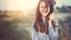 Asian Tiny Smiling Long-haired Red Hair Teen Girl Wallpaper #5311