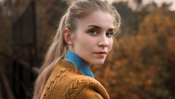 Blue-eyed Long-haired Anna Gerus Blonde Model Girl Wallpaper #001