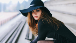 Blue-eyed Long-haired Aurela Skandaj Brunette Belgian Brunette Teen Model Girl Wallpaper #001
