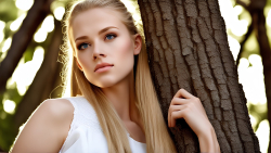 Blue-eyed Long-haired Caitlyn in San Diego Blonde Teen Model Girl Wallpaper #001