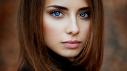 Blue-eyed Long-haired Nadya Ryzhevolosaya Brunette Model Girl Wallpaper #001