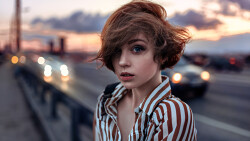 Blue-eyed Olya Pushkina Red Hair Model Teen Girl Wallpaper #002