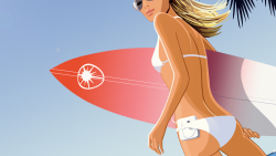 Fantasy Bikini Slim Tanned Long-haired Blonde Girl Wallpaper #304