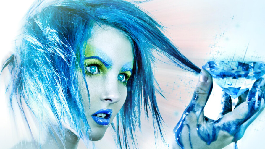 Fantasy Blue-eyed Blue Haired Girl Wallpaper #196