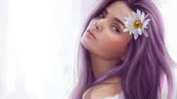 Fantasy Blue-eyed Long-haired Purple Hair Teen Girl Wallpaper #330