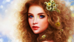 Fantasy Blue-eyed Long-haired Red Hair Teen Girl Wallpaper #279