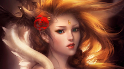 Fantasy Blue-eyed Long-haired Red Hair Teen Girl Wallpaper #369