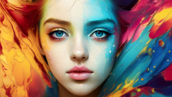 Fantasy Blue-eyed Red Hair Teen Girl Wallpaper Face Close-up #581