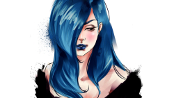 Fantasy Long-haired Blue Hair Teen Girl Wallpaper #466