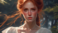 Fantasy Red Eyes Long-haired Red Hair Teen Girl Wallpaper #496