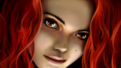 Fantasy Red Eyes Long-haired Red Hair Teen Girl Wallpaper #603