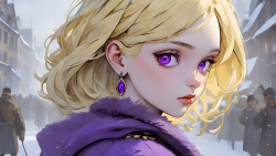 Fantasy Skinny Purple Eyes Short Hair Blonde Teen Girl Wallpaper #564